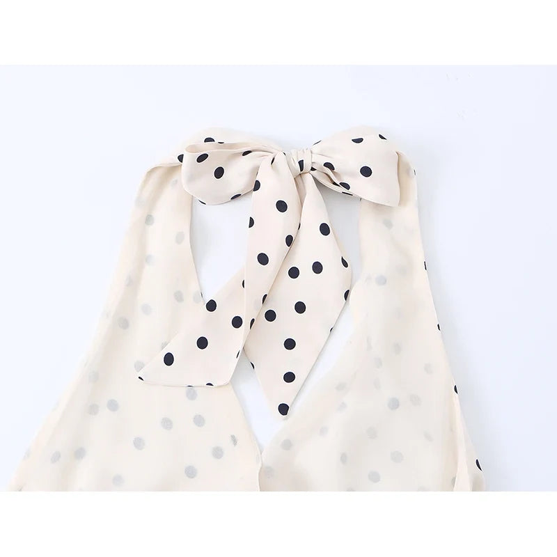 Polka Dot Halter Neck Mini Dresses