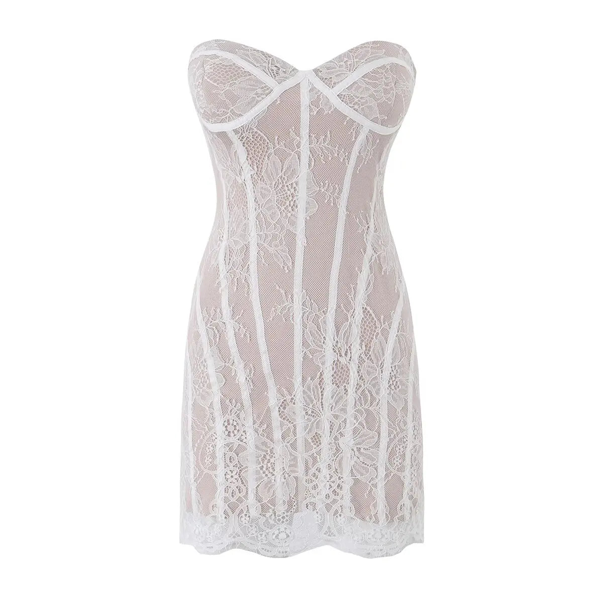 Lace Strapless Corset Mini Dresses