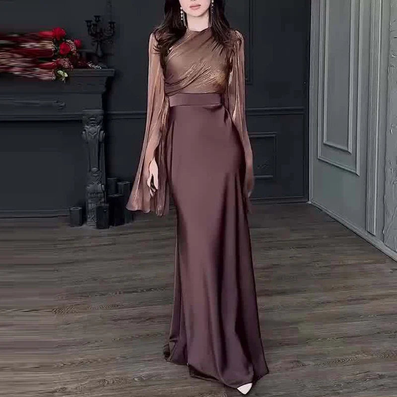 O-neck Slim Satin Dresses