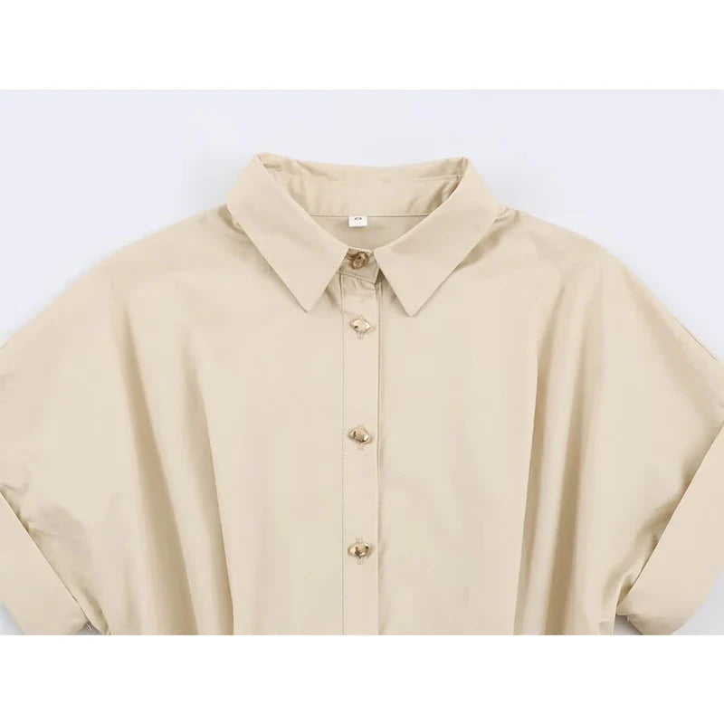 Khaki Midi Shirt Dresses
