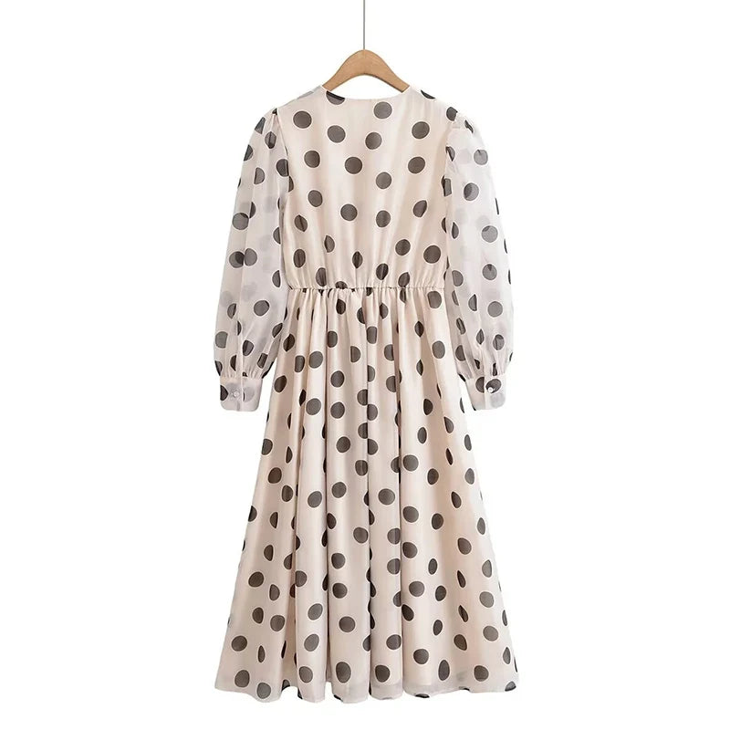Spring Autumn Vintage Polka Dot Dresses
