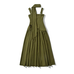 Sexy Slit Elegant With Scarf Sling Party Dresses Lace Up Bandage Back Fit And Flare Dresses