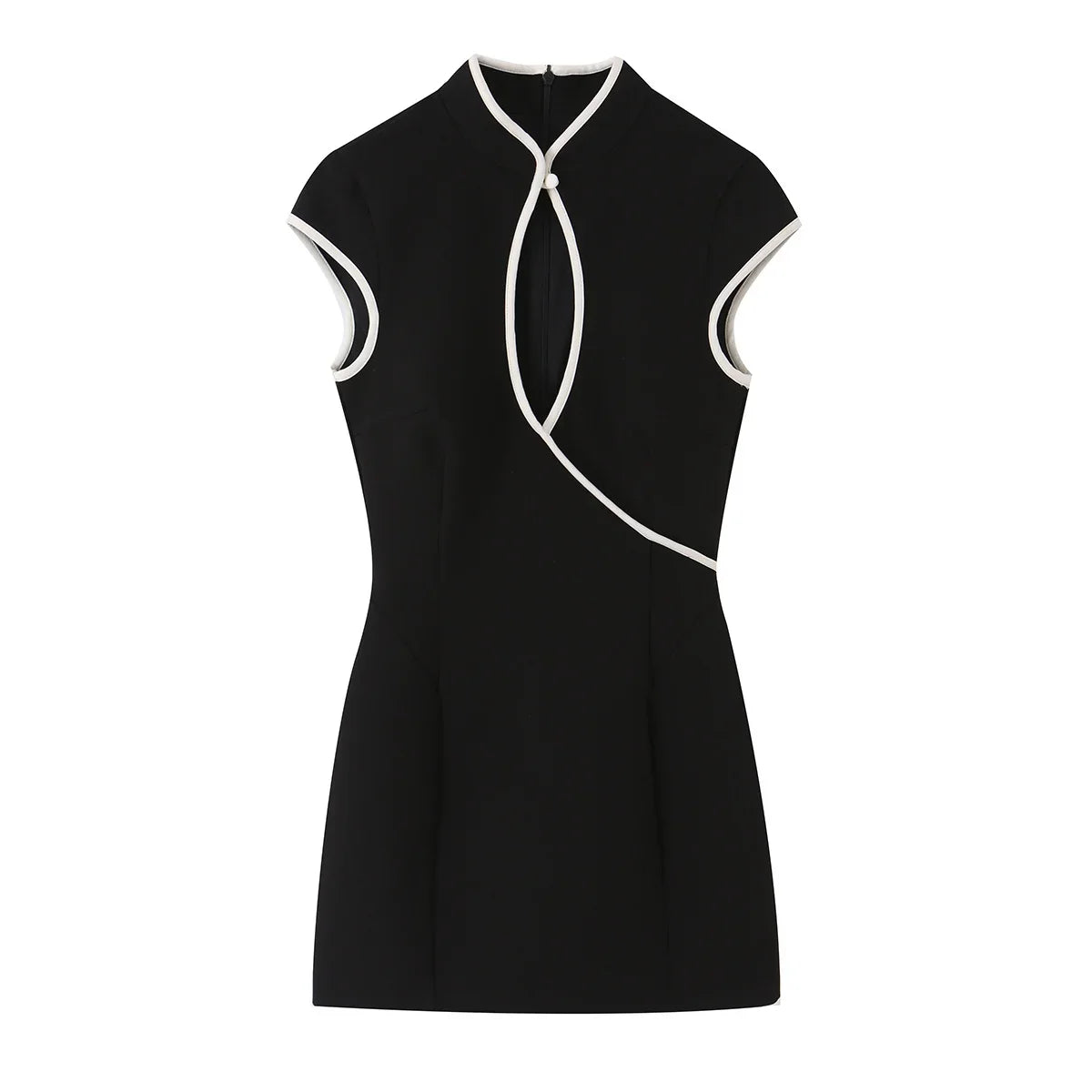White Cheongsam Inspired Mini Dresses