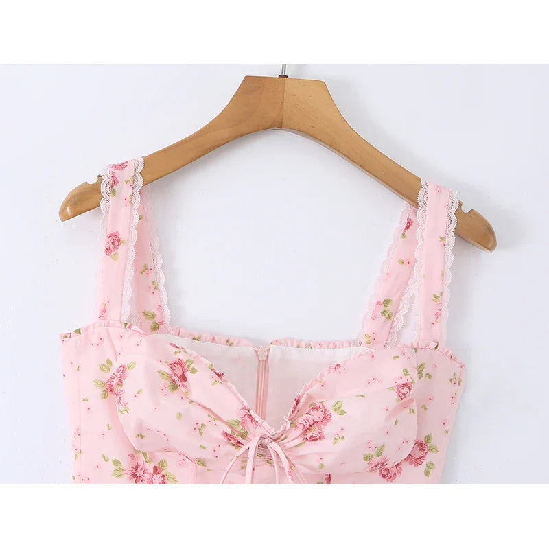 Pink Floral Corset Dresses