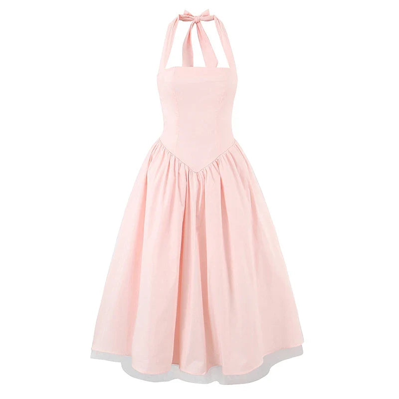 Sexy Backless Halter Elegant Clothes Evening Party Festival Dresses