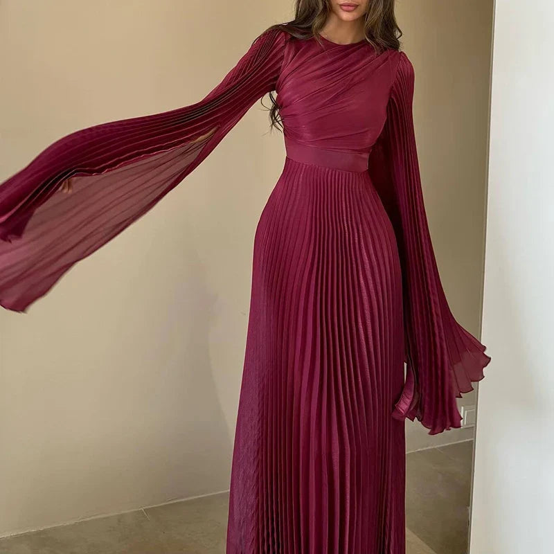 Elegant Solid Color Pleated Robe Dresses
