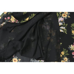 French Style Floral Print Sexy Slits Sling Dresses