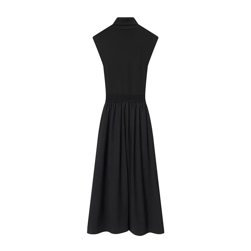 Patchwork Black Long Dresses
