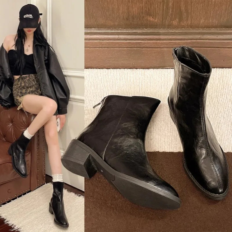 Sharp Pointed Elastic Slim Ankle Boots