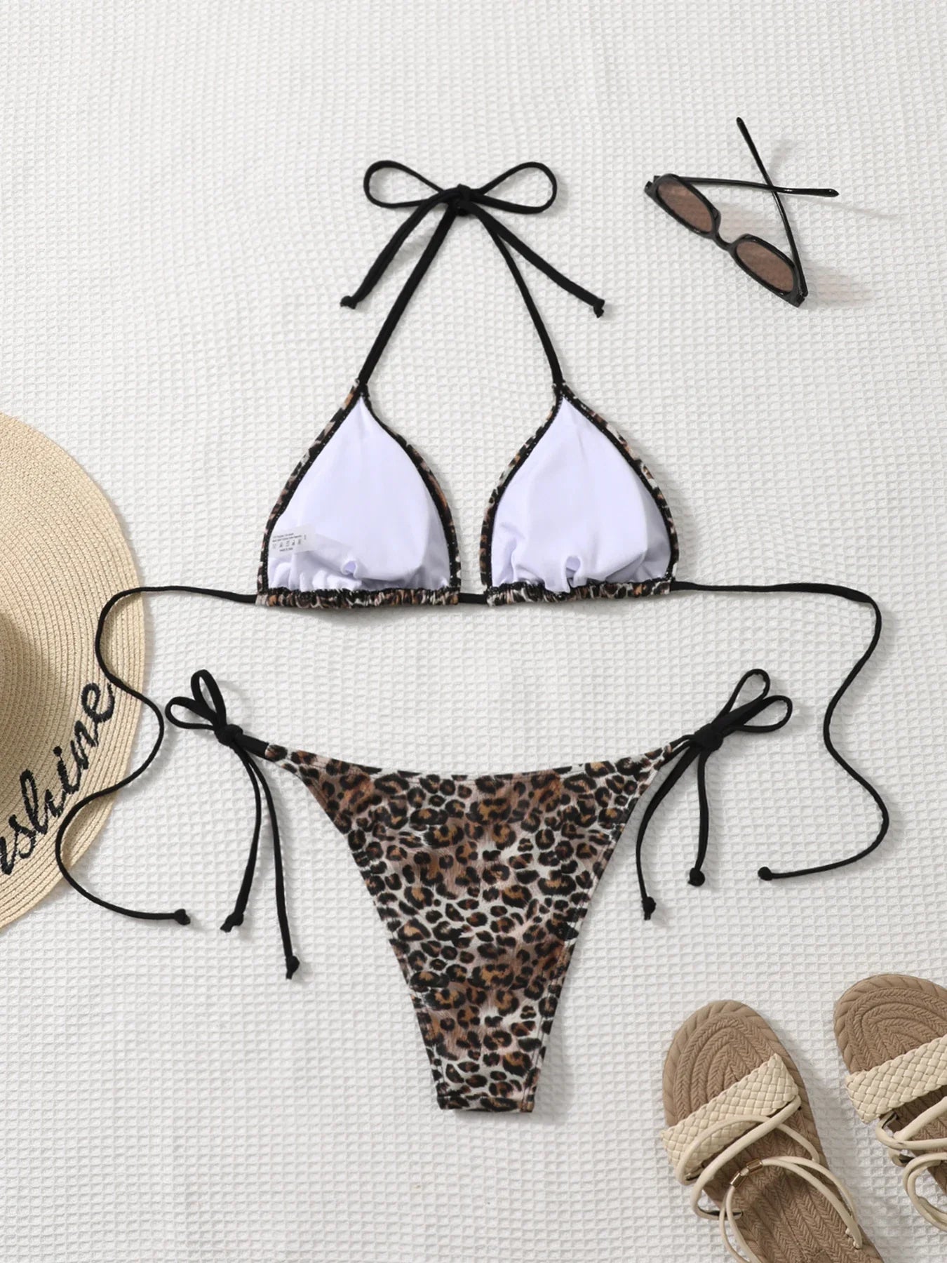 Shencai Zebra Pattern Backless Pleated Bikini Swimsuit Cross-border Europe And America Buttock Design Swimwear