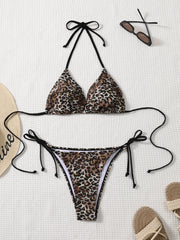 Shencai Zebra Pattern Backless Pleated Bikini Swimsuit Cross-border Europe And America Buttock Design Swimwear