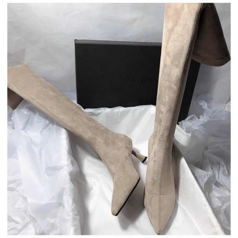 Simple Solid Color Knee High Boots