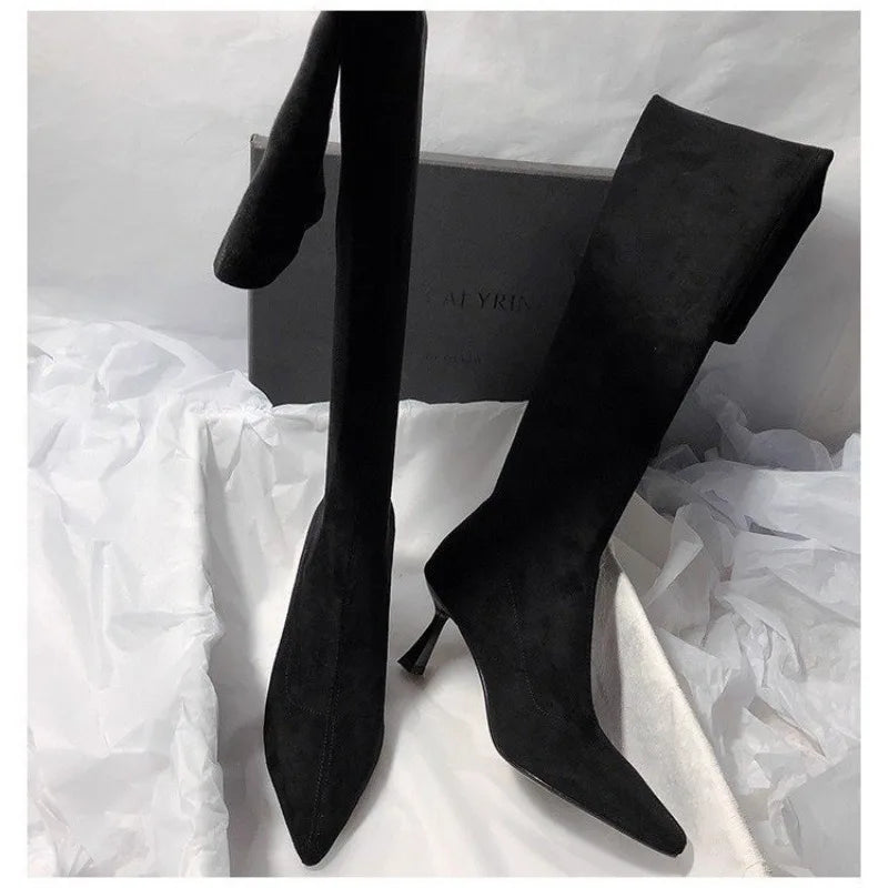 Simple Solid Color Knee High Boots