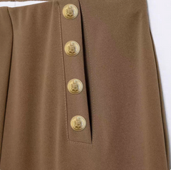 Buttoned Twill Retro Pants