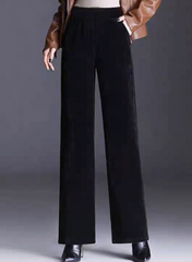 Mid-Waist Velvet Wide-Leg Pants