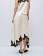 Lace Trimmed Satin Wrap Skirt