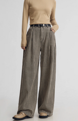 High--Waisted Checkered  Wide Leg Pants