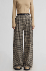 High--Waisted Checkered  Wide Leg Pants