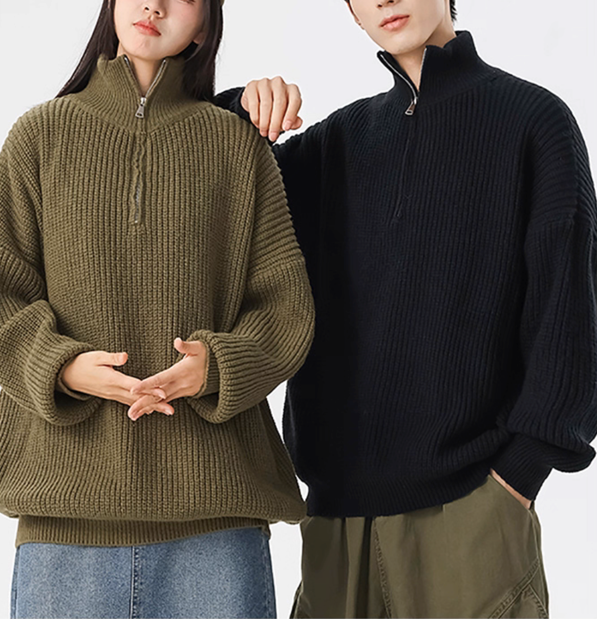 Wool Blend Half-Zip Sweater