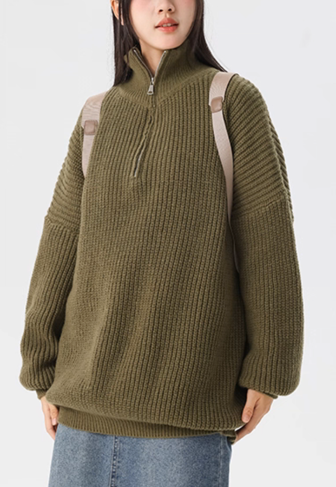 Wool Blend Half-Zip Sweater