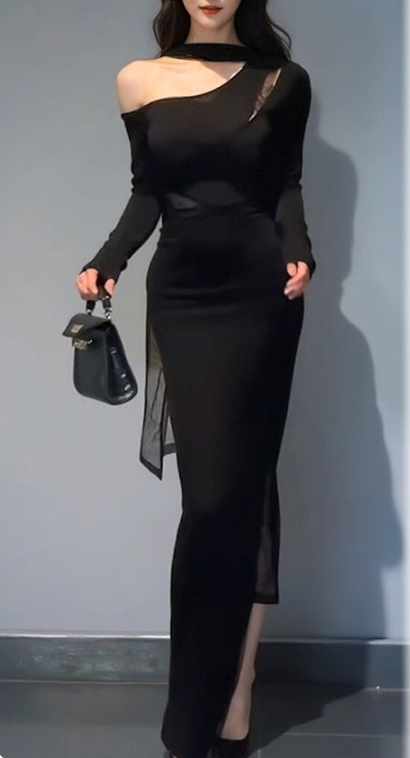 Mesh Paneled Cold-Shoulder Bodysuit