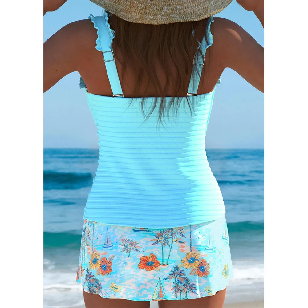 Solid Color Bikini Set Swimsuit Triangle Bikini High Cut Bottoms