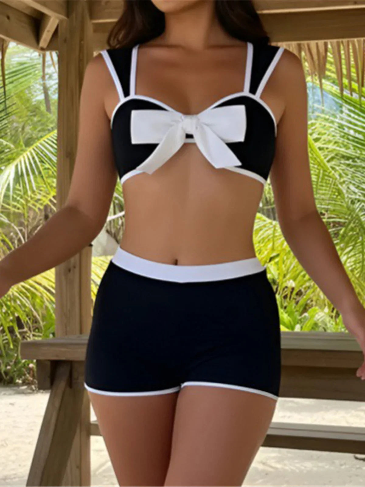 Splicing Bowknot Bikini Two-pieces Bikini Set