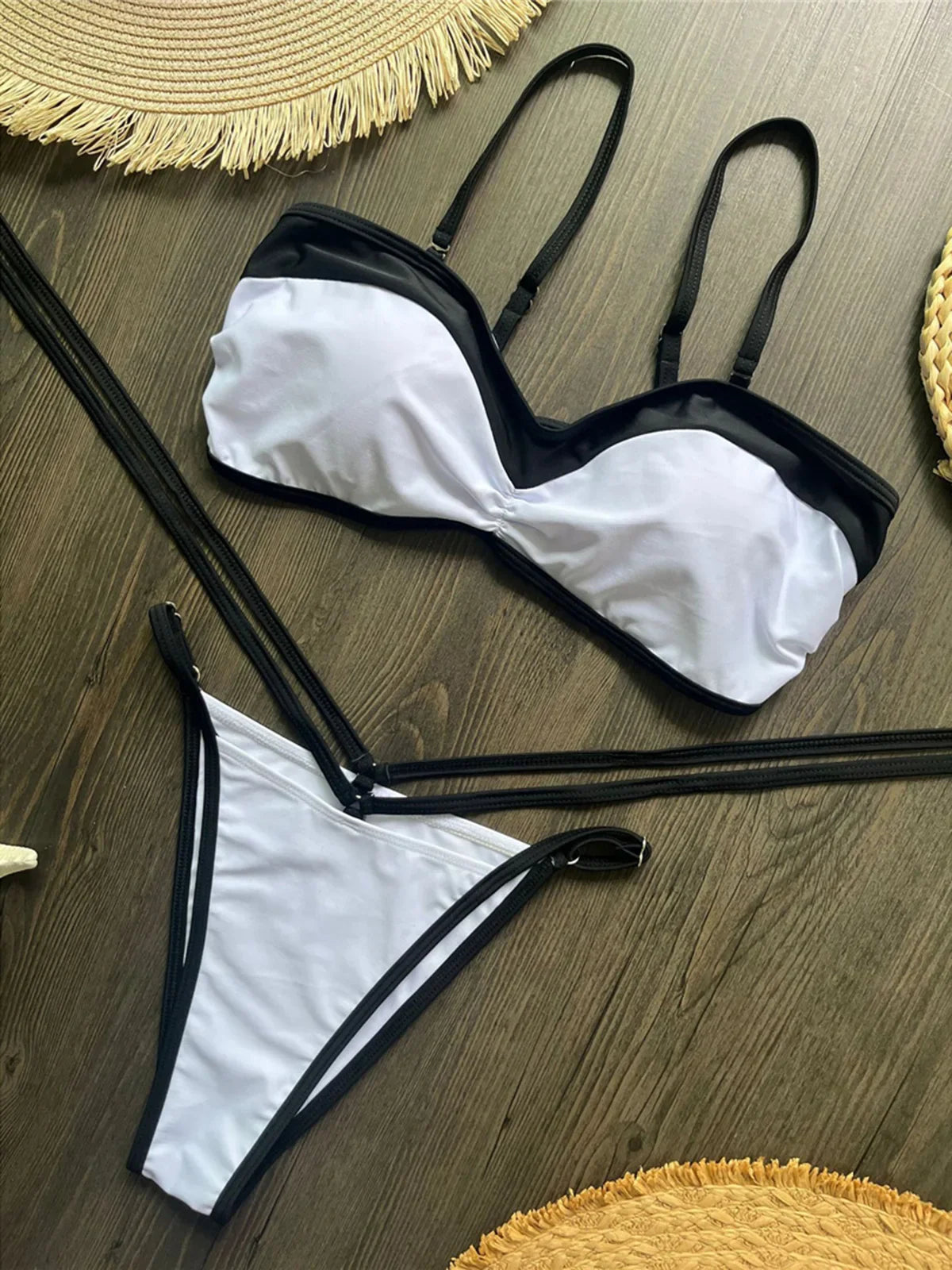 Splicing Bikini Two-pieces Bikini Set Strappy