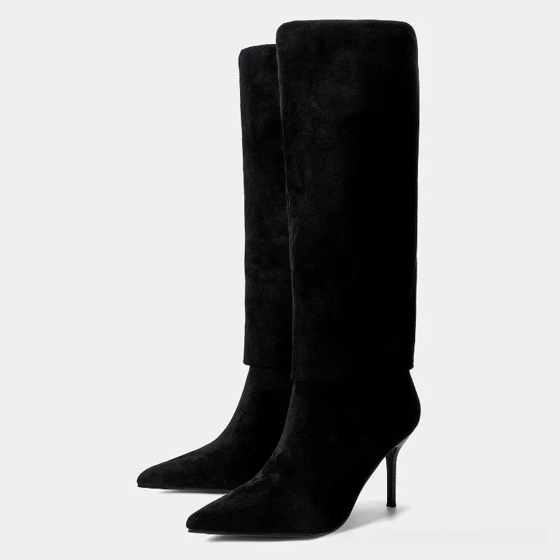 Suede Designer Knee High Boots