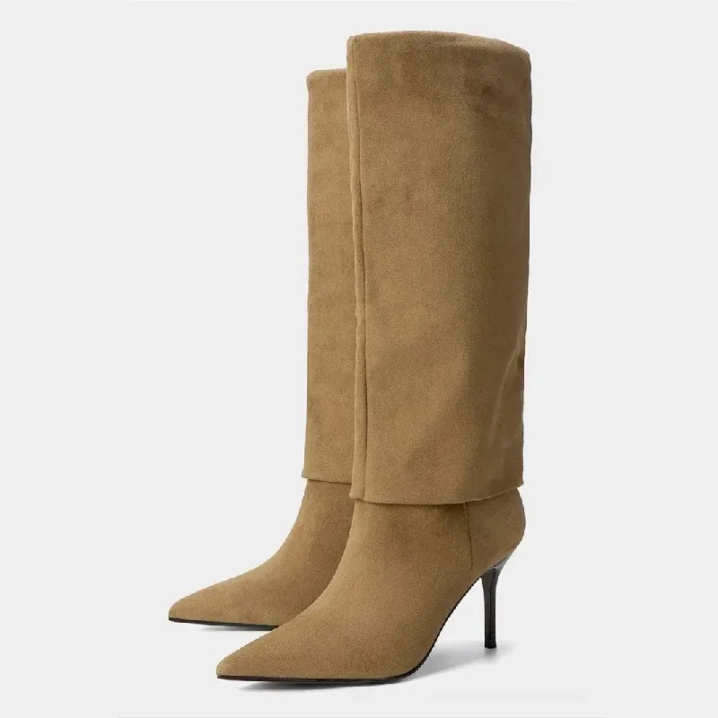 Suede Designer Knee High Boots
