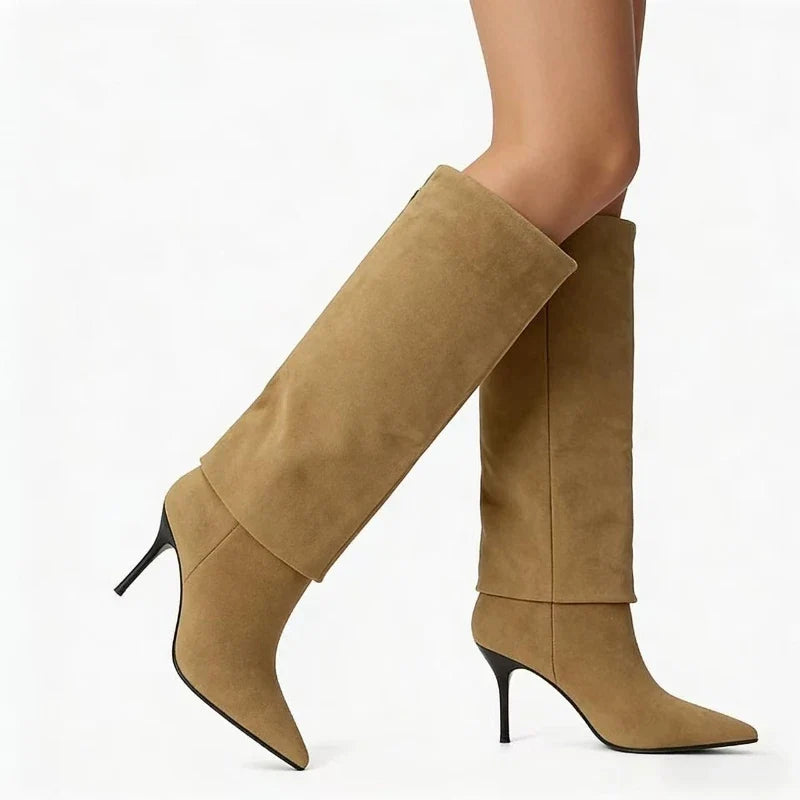 Suede Designer Knee High Boots