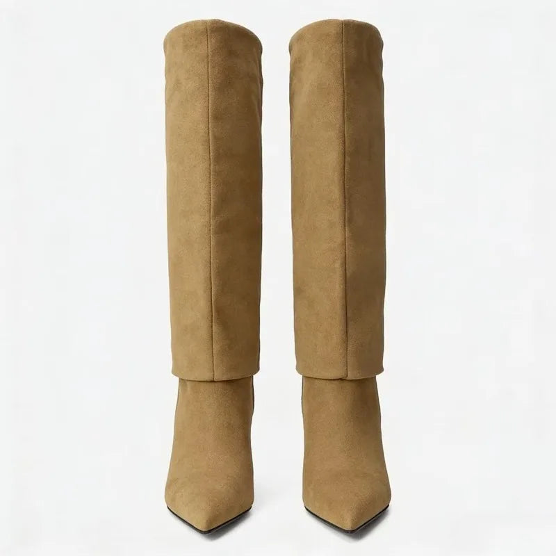 Suede Designer Knee High Boots