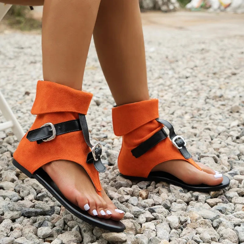 Summer Roman Women's Sandals Designer Denim Belt Buckle Women's Shoes