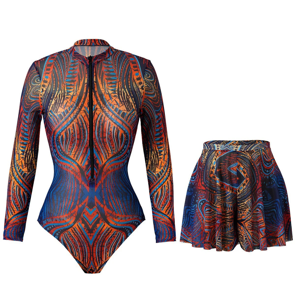 Купальник Long Sleeve UV Protection Swimsuit Bikini Set & Short Modest Swimwear Cover Up Two Pieces