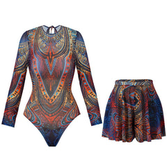 Купальник Long Sleeve UV Protection Swimsuit Bikini Set & Short Modest Swimwear Cover Up Two Pieces