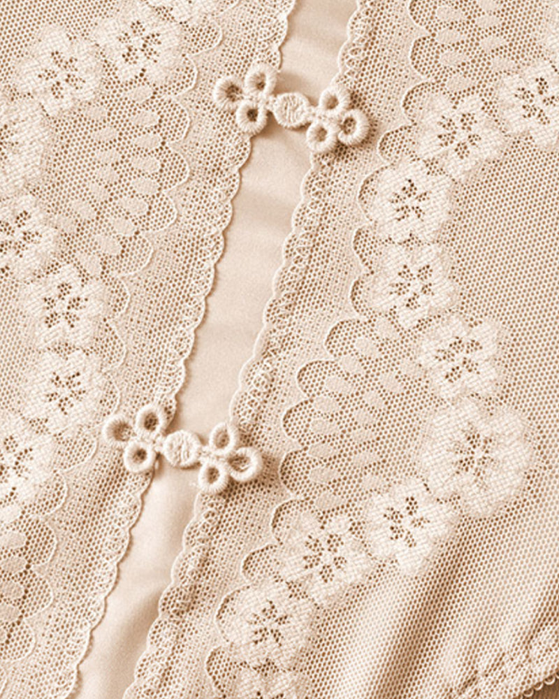 Plus Size Lace Sheer Mesh Seamless High-waisted Panties