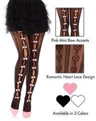 see-through mini bow-decorated openwork pantyhose
