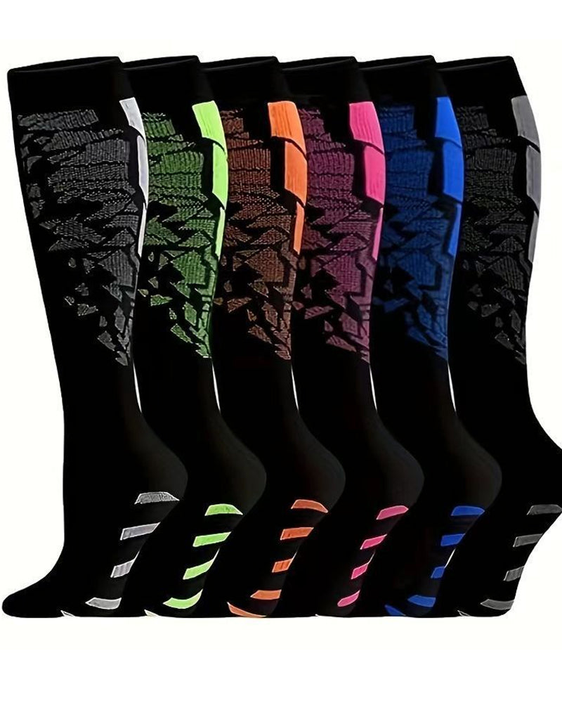 6 Pairs Of High-Elastic Breathable Calf Compression Socks For Sports and Fitness
