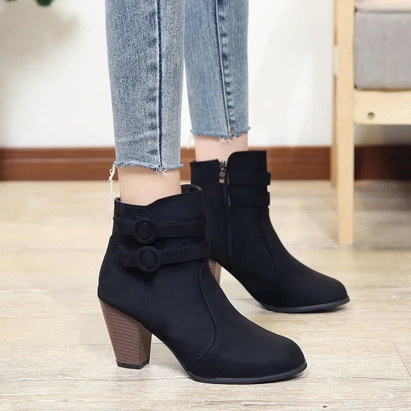 Thick High Heels Ankle Boots