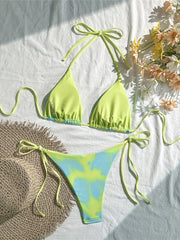 Tie Dye Halter Bikini Two-pieces Bikini Set Strappy