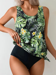 Two Piece Swimsuit Modest CoveragePrinted Tankini Set with Racerback Top Tummy Control Swimwear