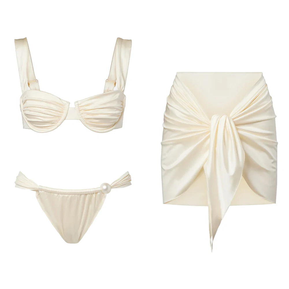 Underwire Swimsuit Bikini with Swimwear Separates Pearl Swimwear Swimsuit Resort Wear Bathing Suit