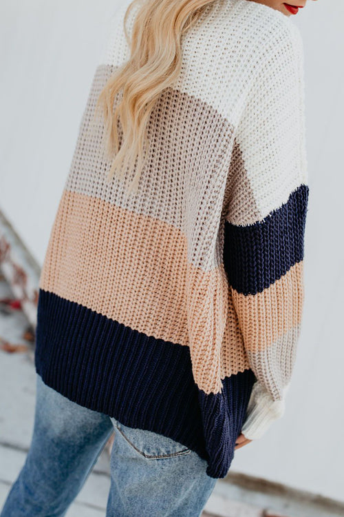 Cream Stripe Knit Sweater