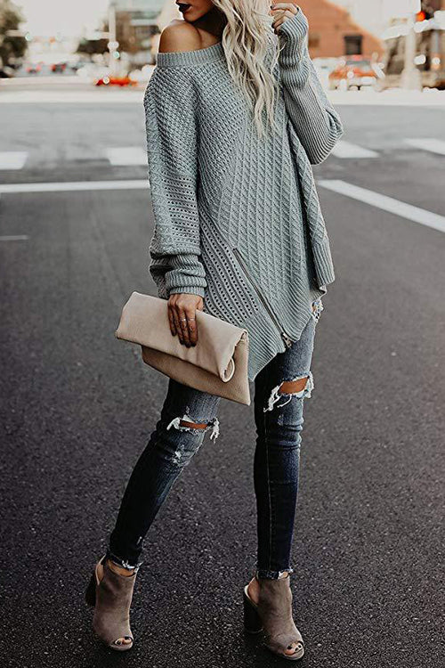 Take It Easy Zip Up Knit Cape Sweater - 5 Colors