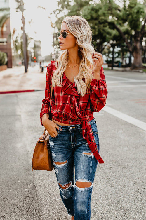 Back to School Tartan Ruffle Shirt - 2 Colors