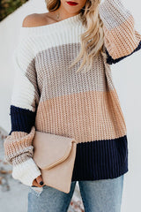 Cream Stripe Knit Sweater