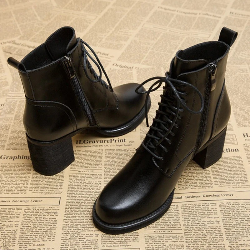 Vintage Black Lace Up Boots