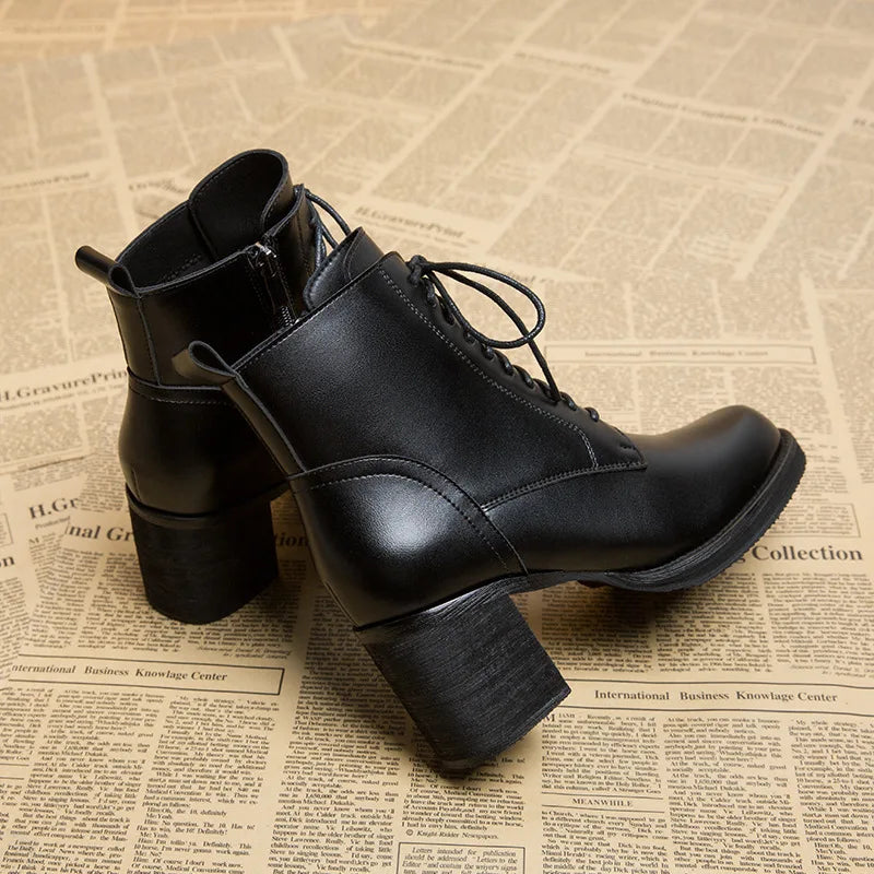 Vintage Black Lace Up Boots