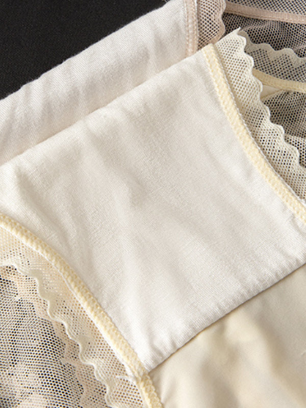 Seamless Lace Mesh Openwork Panties