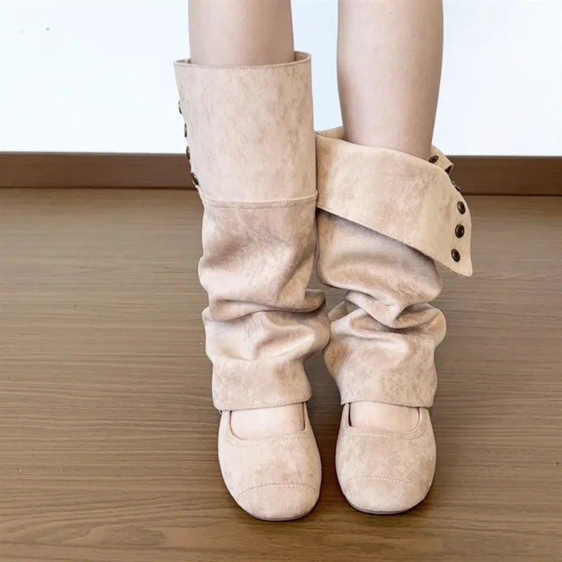 Wedge Flat Sleeve Boots